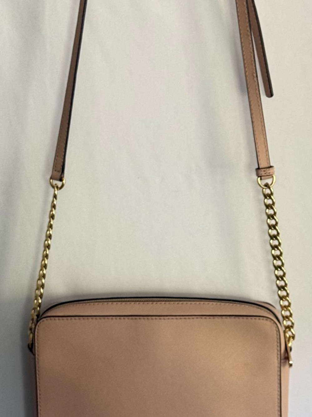 Michael Kors Jet Set Crossbody Bag Blush Pink Saffiano Leather Gold Chain Strap - Picture 3 of 10